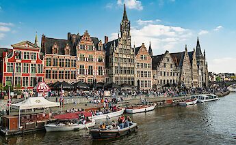 The bustling Graslei Harbor in Ghent. Geertwil@pexels