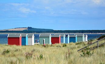 Colorful beach huts at Findhorn. Mike McBey@flickr
