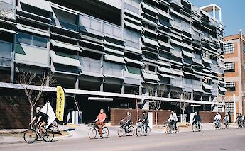 Bike tour at Automobile Alley, Oklahoma City, Oklahoma, USA. CC:Ride OKC