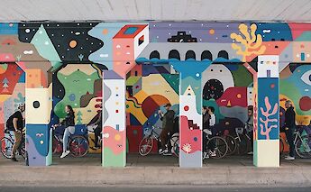Bike tour of downtown street art, Oklahoma City, Oklahoma, USA. CC:Ride OKC