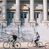 Bike tour past historic architecture, Oklahoma City, Oklahoma, USA. CC:Ride OKC