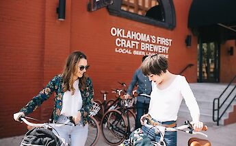 Bike tour at Oklahoma City's first craft beer brewery, Oklahoma, USA. CC:Ride OKC