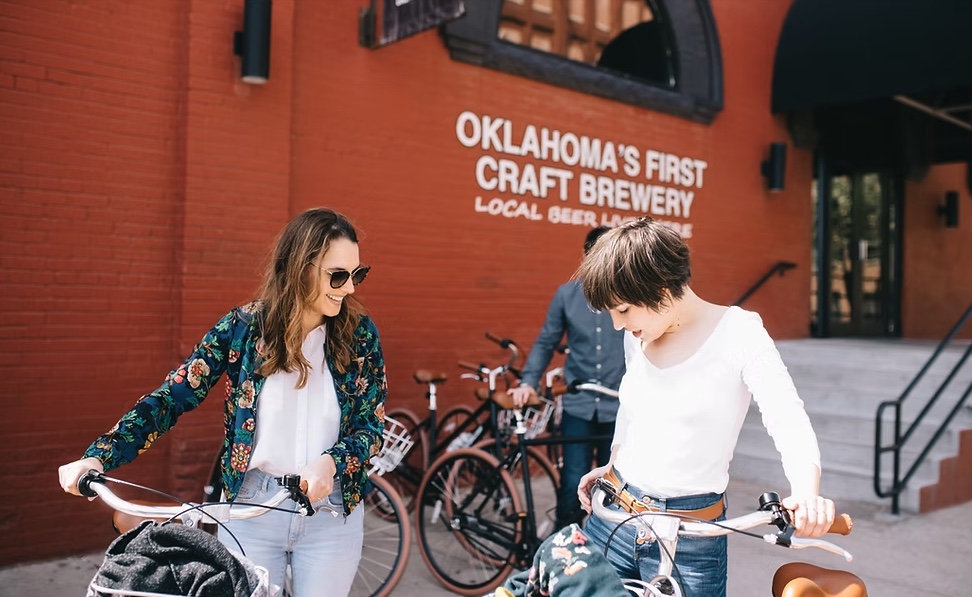 Bike tour at Oklahoma City's first craft beer brewery, Oklahoma, USA. CC:Ride OKC