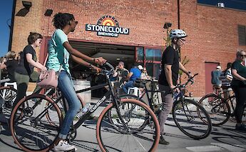 Bike tour at Stonecloud Craft Brewery, Oklahoma City, Oklahoma, USA. CC:Ride OKC