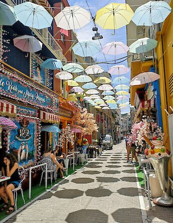 A canopy of umbrellas in Athens. unsplash@MarcoMnoteroPisani