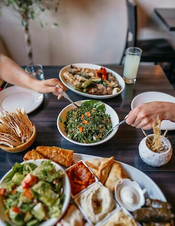 A traditional Greek mezze feast. unpslash@DaveyGravy