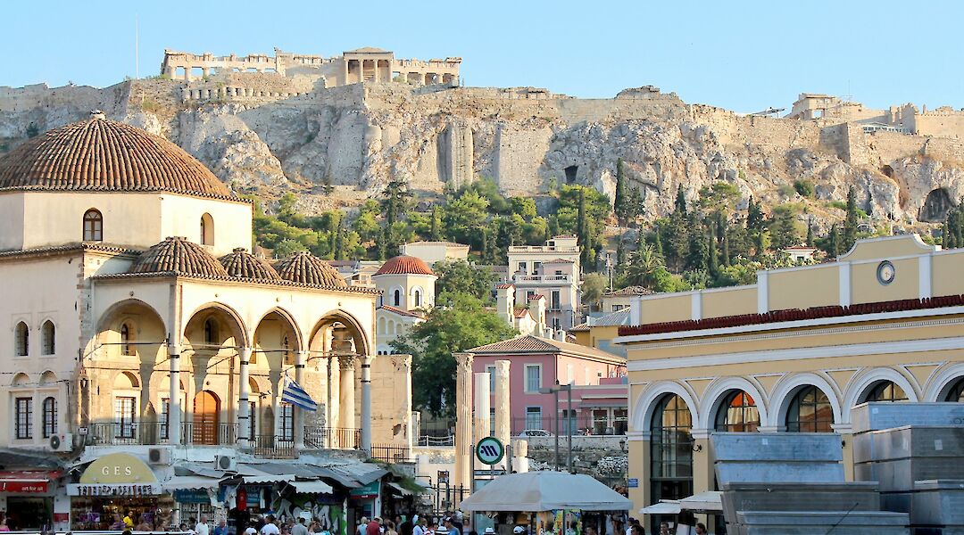 Monastiraki Square and the Acropolis, Athens. Unsplash@DavidTip