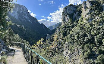 Hiking through a gorge at the foot of Mount Olympus. Unpslash@Anastasius