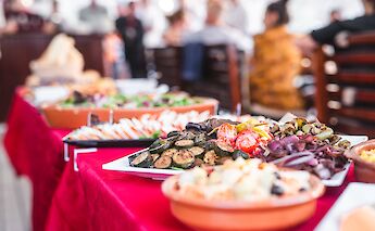 Buffet-style meals on board. c-toIH