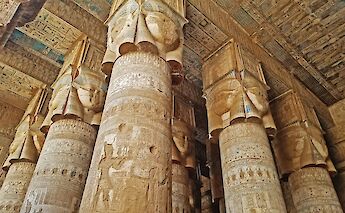 Towering columns inside Dendera. DavidLeonard@unsplash