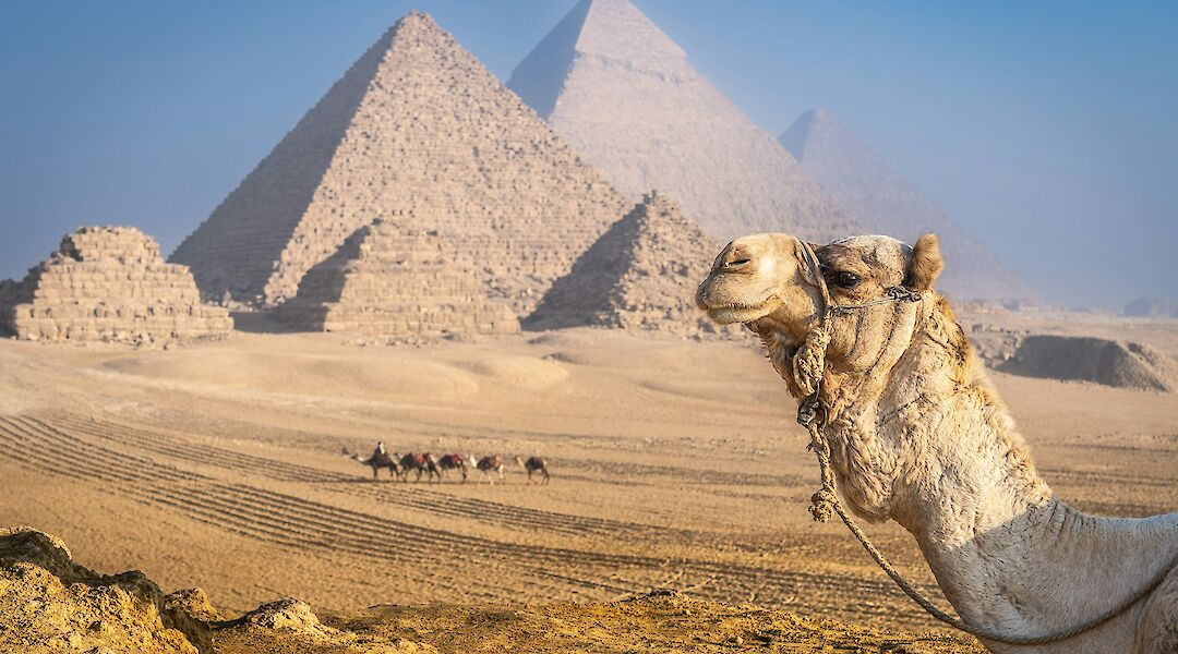 The Great Pyramids of Giza rising from the desert sands. GettyImages@unsplash