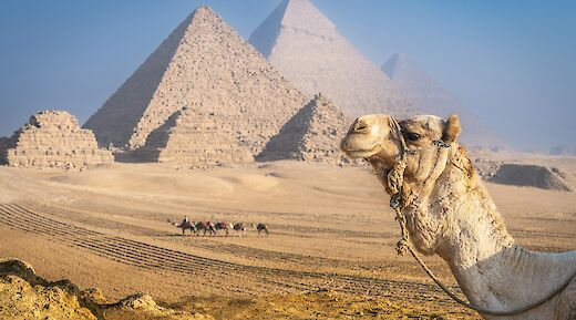 The Great Pyramids of Giza rising from the desert sands. GettyImages@unsplash