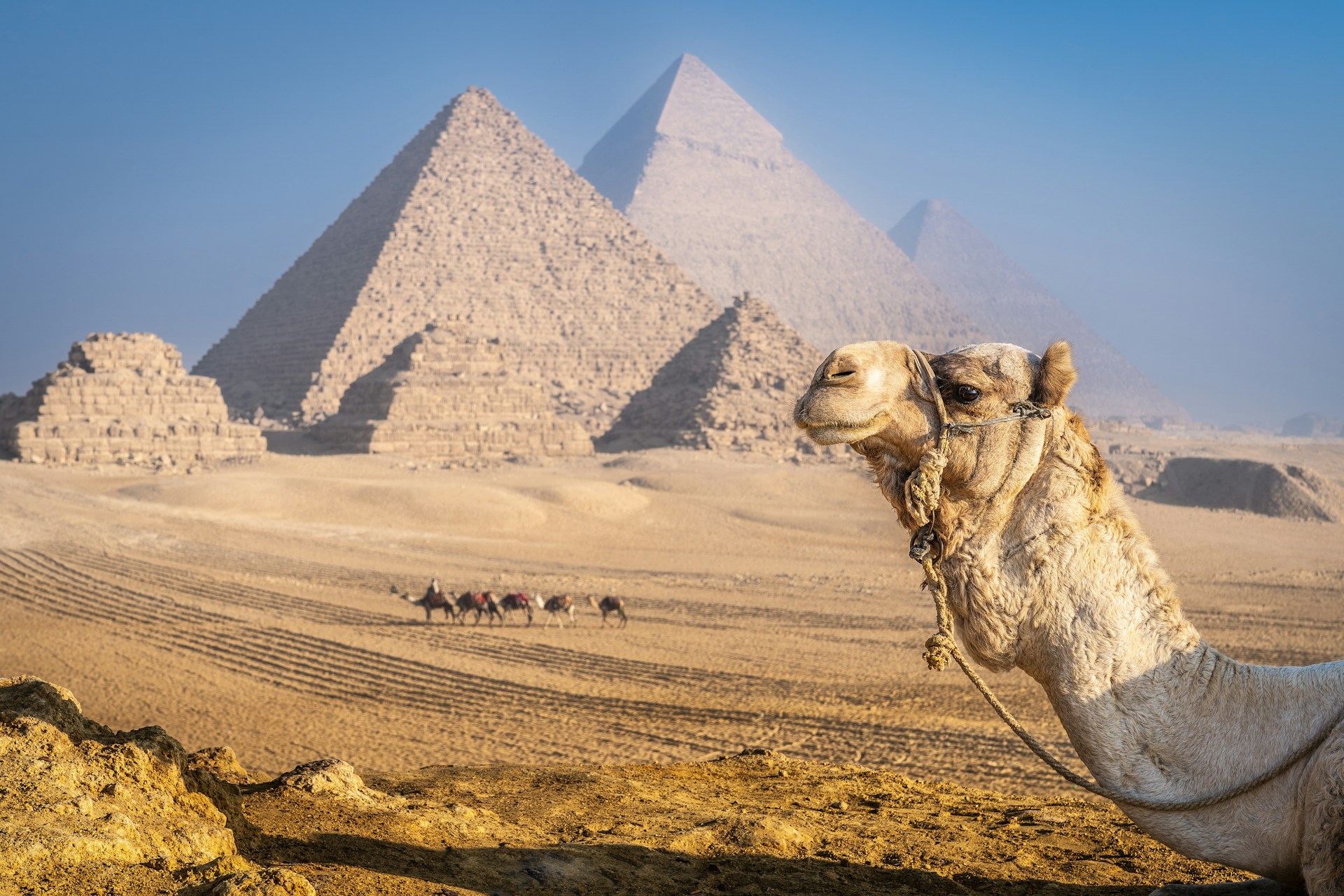 The Great Pyramids of Giza rising from the desert sands. GettyImages@unsplash