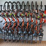 A dedicated bike storage area with secure racks, designed for convenient access and safe transport during the cruise.