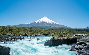 Osorno Volcano and Petrohué River in Vicente Pérez Rosales National Park, Chile. Unsplash@William Justin-de-Vasconcellos