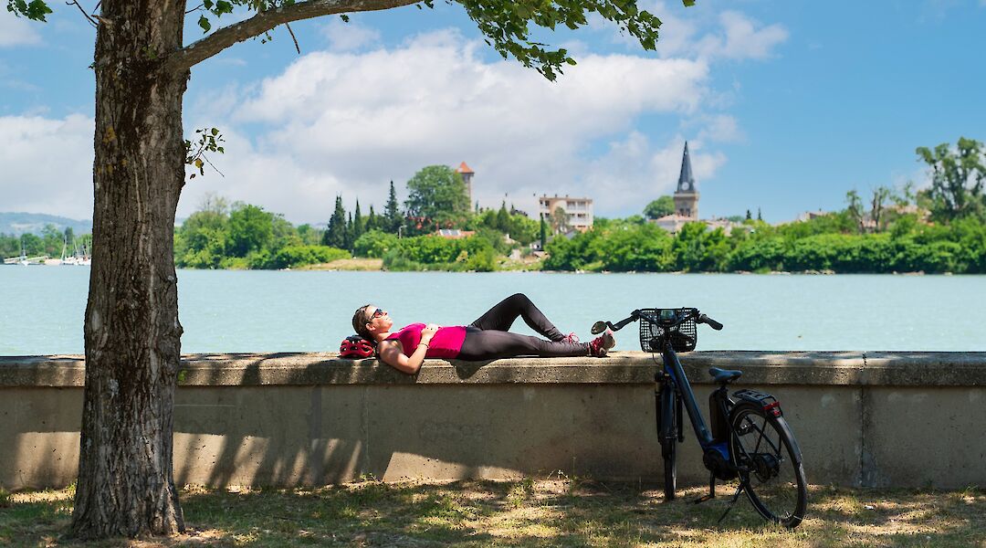 Relaxing beside the Rhône River. toST