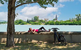 Relaxing beside the Rh&ocirc;ne River. toST