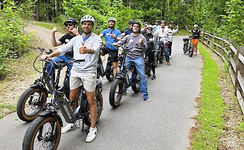 Bike tour group on the Mountains-to-Sea trail, North Carolina. CC:TO