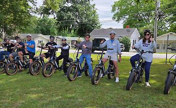 Bike tour group ready for the food and drink tasting tour, Clayton, North Carolina. CC:TO