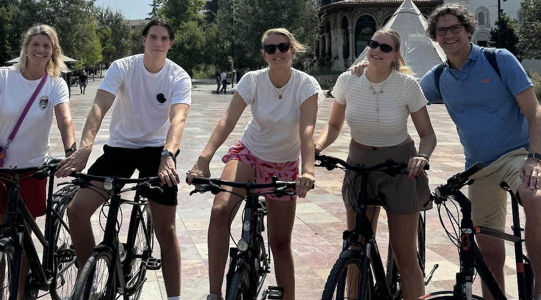 Group photo on the Tirana bike tour, Albania. CC:TO