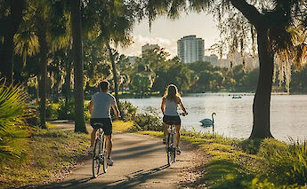 Bike tour past Orlando's lakes, Florida, USA. CC:TO