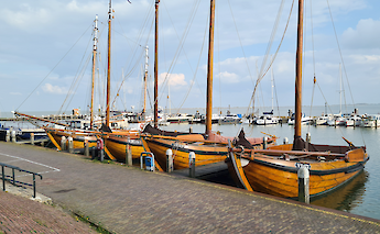 Traditional sailing vessels along the waterfront. toBBT