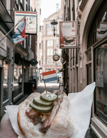 Dutch Herring (Hollandse Nieuwe) - a Dutch favorite, traditionally served with onions and pickles. JuanDomenech@unsplash