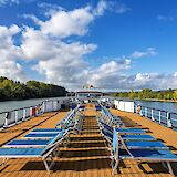 Sun deck loungers, Veloria, Bike and Boat Tour
