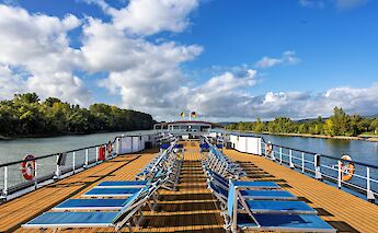 Sun deck loungers, Veloria, Bike and Boat Tour