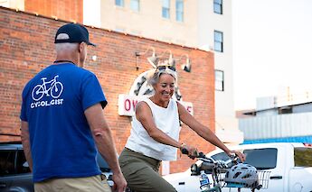 Bike fitting ahead of a Bozeman bike tour, Montana, USA. CC:TO