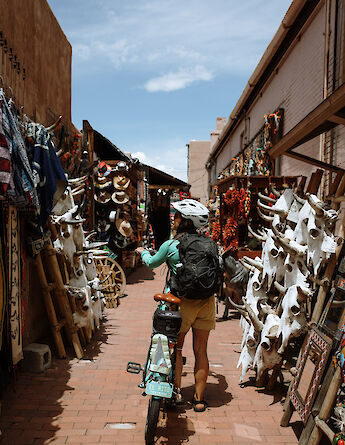 Browsing the stalls on the Santa Fe E-Bike Tour, New Mexico, USA. CC:TO