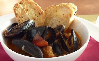 Mussels and local seafood. toGL