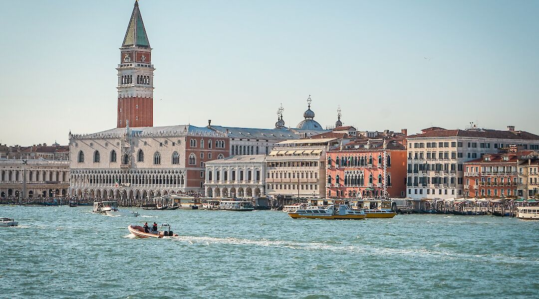 View across the water toward St. Mark’s Campanile in Venice. toGL