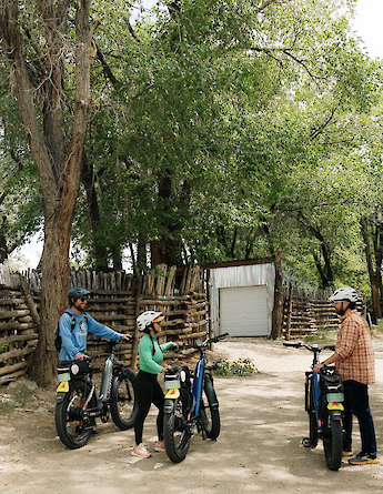 Taking a break on the Taos e-bike tour, New Mexico, USA. CC:TO