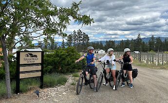 Arriving on the e-bikes at Spearhead Winery. CC:TO